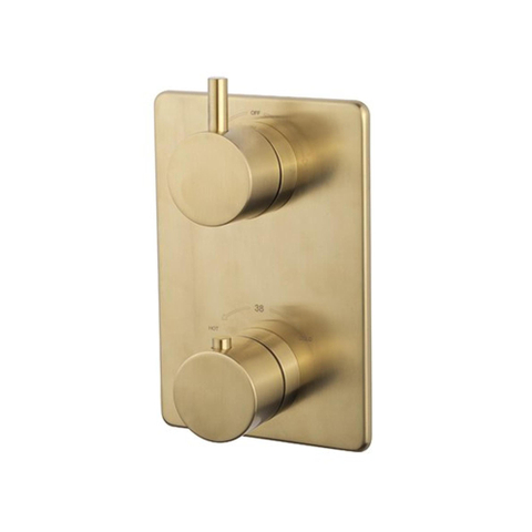 Wiesbaden Caral Ensemble de finition thermostat encastré 2 voies en laiton brossé PVD SW373298
