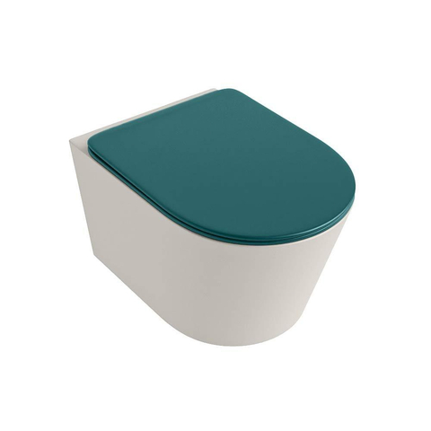 Mondiaz LAVIE WC suspendu – sans bride – 36 x 53 cm – avec abattant softclose – Linen (blanc cassé), abattant Smag (vert) SW1208716