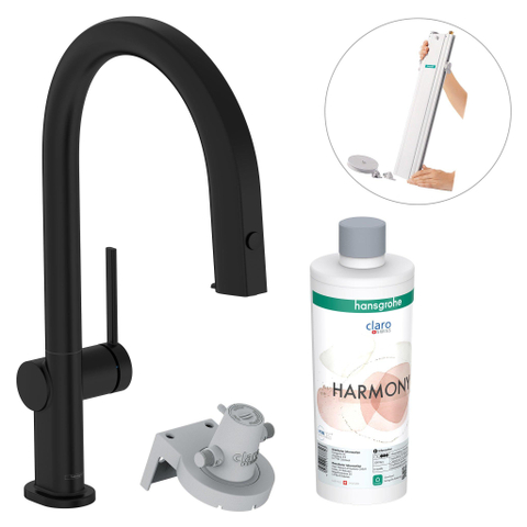 Hansgrohe Aqittura M91 Filter systeem - 210 uittrekbare uitl - 1jet - sbox starter set - mat zwart SW918606