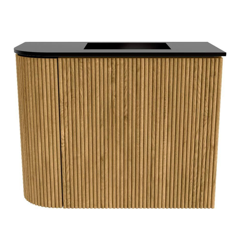 Mondiaz JOYA 51.6cm meuble de toilette - arrondi gauche couleur Oak - Vasque FAYE position Droite Sans trou de robinet couleur Urban. SW1421182