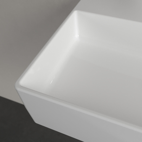 Villeroy & Boch memento 2.0 wastafel onderzijde - geslepen - 60x42cm - zonder overloop - zonder kraangat - White Alpine (glans wit) SW358425