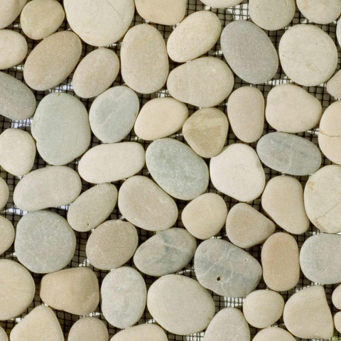 The Mosaic Factory Natural Stone mozaïektegel - 30.5x30cm - wand en vloertegel - Organisch - Rivier steen Tan Mat SW66206