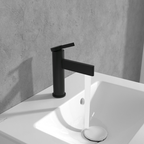 Villeroy & Boch Dawn 1 greeps wastafelkraan - zonder pop up afvoergarnituur - mat zwart SW974113