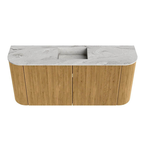 Mondiaz JOYA-DLUX 93.2cm toiletmeubel - ronding links en rechts kleur Oak - Wastafel FAYE positie Midden 1 kraangat kleur Glace. SW1422024
