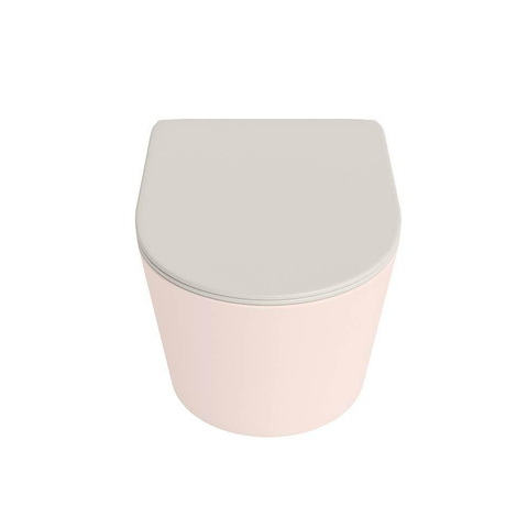 Mondiaz LAVIE hangtoilet – spoelrandloos – 36 x 53 cm – met softclose zitting – Rosee (roze), zitting Linen (offwhite) SW1208654