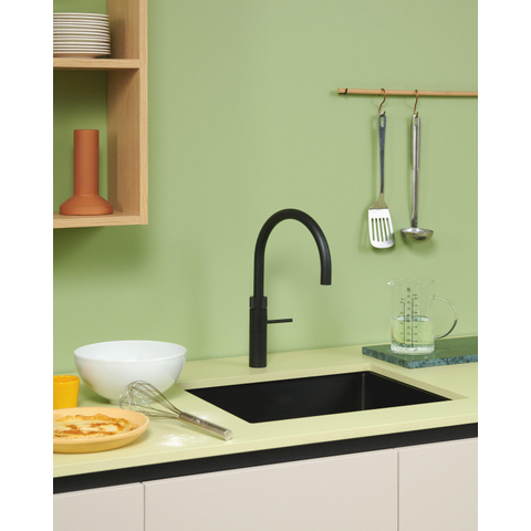 Quooker Fusion Round kokendwaterkraan - draaibare uitloop - Combi incl. Cube reservoir - Warm / kokend / bruisend / gefilterd water - Zwart SW299762