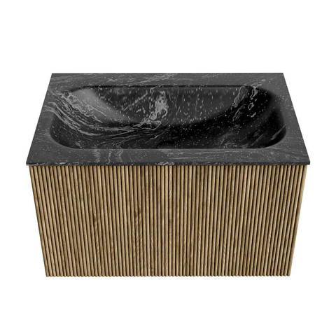 Mondiaz KURVE-DLUX Badkamermeubelset - 70x46x40cm - 1 lade - wastafel solid surface - midden - zonder kraangat - Dusk SW1415242