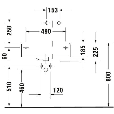 Duravit Variations Scola wastafel bak rechts - 61.5x46cm - met kraangat - glans wit 0304522