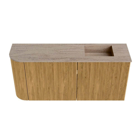 Mondiaz JOYA-DLUX Meuble de salle de bains 91,6cm - arrondi gauche couleur Chêne - Vasque FAYE position Droite Sans trou de robinet couleur Saba SW1424203