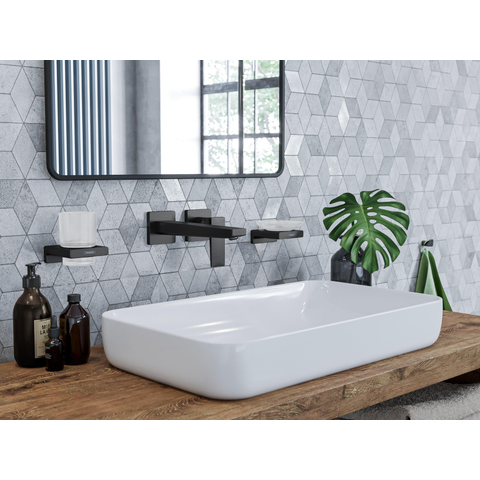Hansgrohe Metropol 1 greeps wastafelkraan - afbouwdeel - met voorsprong 225 mm en afvoerplug - glans zwart chroom SW490354