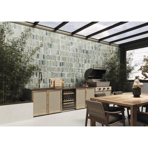 SAMPLE Terravito Giavelo wand- en vloertegel - 6x24.6cm - 8.4mm - Rechthoek - Overig - glans groen - Sage SW1602001