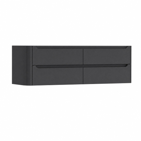 H&R Badmeubelen Juice Wastafelonderkast - 180x45x50cm - linkerhoek afgerond - 4 lades - geïntegreerde greep - antraciet mat SW1491766