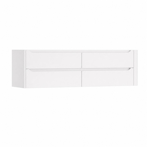 H&R Badmeubelen Juice Wastafelonderkast - 180x45x50cm - rechterhoek afgerond - 4 lades - geïntegreerde greep - Wit mat SW1491384