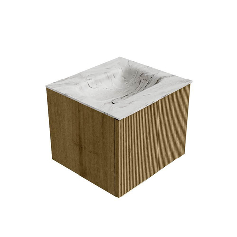 Mondiaz KURVE-DLUX Ensemble de meubles de salle de bains - 50x46x40cm - 1 tiroir - lavabo solid surface - central - 1 trou de robinet - Dusk SW1415443