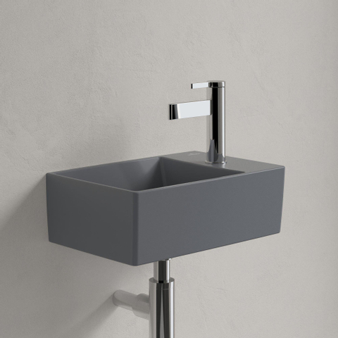 Villeroy & Boch memento 2.0 fontein - 40x26cm - 1 kraangat - zonder overloop CeramicPlus - Graphite (mat grijs) SW354340