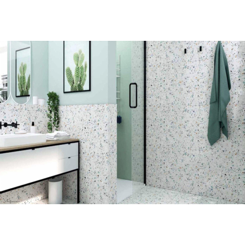 Terravito Hovano carreau mural et de sol - 60x60cm - 10mm - Carré - rectifié - Terrazzo - Crème mat SW728276