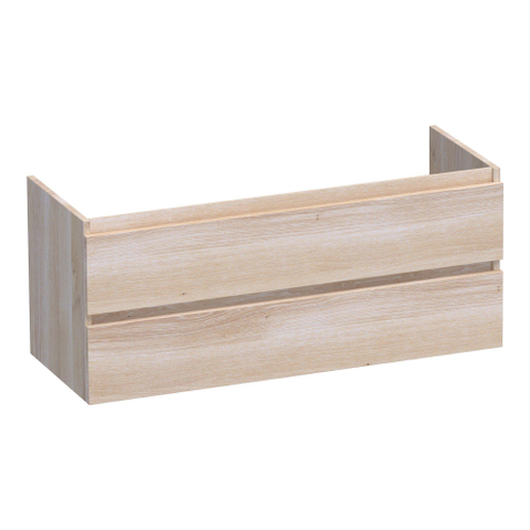 BRAUER Joy Meuble sous-lavabo 120 2 tiroirs softclose - sans poignée - 2 découpes pour siphon - chêne massif - lattes de chêne blanc SW393122