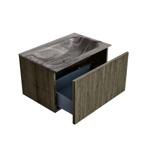 MONDIAZ KURVE-DLUX Meuble de salle de bains 70cm couleur Shadow avec 1 tiroir et 0 portes. Lavabo BIG SMALL Central 1 trou de robinet Sombra. SW1434058