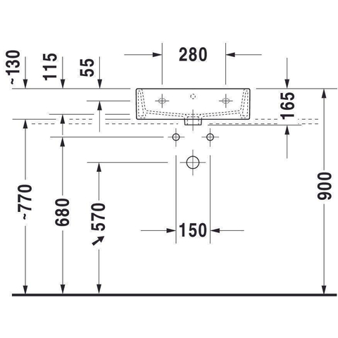 Duravit Vero air Wastafel - geslepen - met kraangat - zonder overloop - 50x47cm - met wondergliss - inclusief bevestiging - wit SW157003