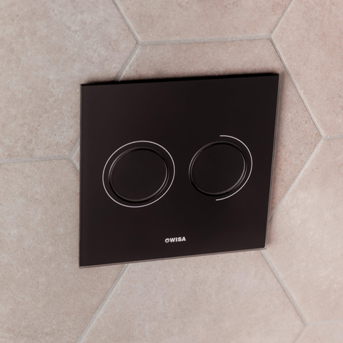 Wisa Luga bedieningsplaat glas pneumatisch 16x16cm met dualflush voor XS WC element zwart 0701561
