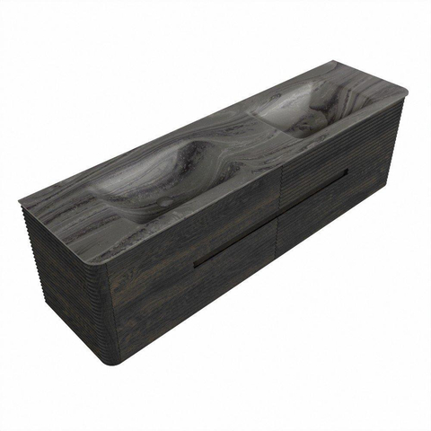 Mondiaz CIRO-DLUX Meuble de salle de bains - 170x45x50cm - Plan vasque solid surface Sombra - 2 vasques Double - sans trous de robinet - 4 tiroirs - Shadow SW1532783