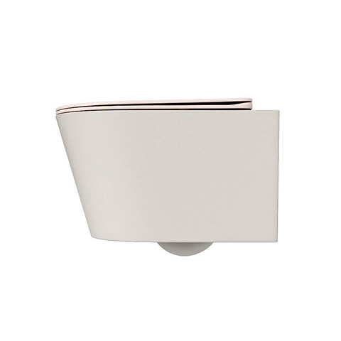 Mondiaz LAVIE WC suspendu – sans bride – 36 x 53 cm – avec abattant softclose – Linen (blanc cassé), abattant Rosee (rose) SW1208688