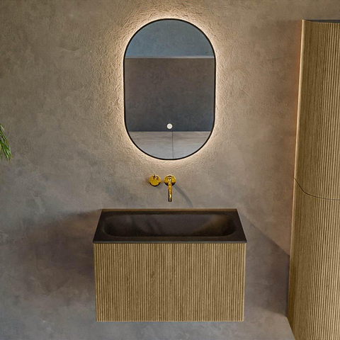 Mondiaz KURVE Ensemble meuble de salle de bains - 70x46x40cm - 1 tiroir - lavabo solid surface - central - sans trou de robinet - Dusk SW1415083