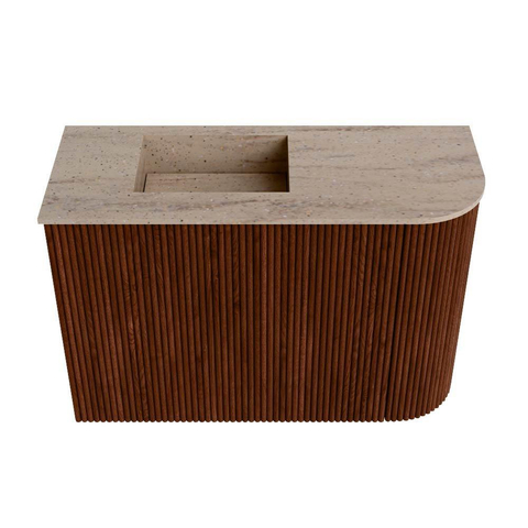 Mondiaz JOYA-DLUX 61.6cm toiletmeubel - ronding rechts kleur Ruby - Wastafel FAYE positie Links Zonder kraangat kleur Saba. SW1425604