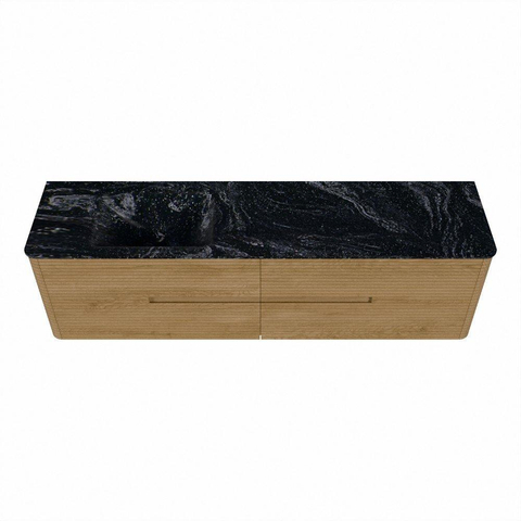 Mondiaz CIRO-DLUX Meuble de salle de bains - 180x45x50cm - Lavabo solid surface Lava - 1 vasque à gauche - 1 trou de robinet - 4 tiroirs - Chêne SW1530983