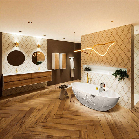 MONDIAZ HOLM Baignoire îlot - 180x85cm - lin/talc SW491612