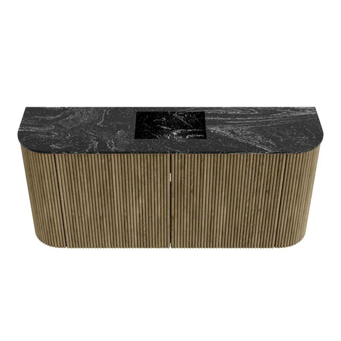 Mondiaz JOYA-DLUX 93.2cm meuble de salle de bains - arrondis gauche et droite couleur Dusk - Vasque FAYE position Milieu 1 trou de robinet couleur Lava. SW1423279