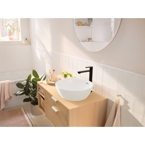 Hansgrohe Rebris s Eengreeps wastafelmengkraan - 240 - coolstart - ecosmart+ - voor waskommen - met PopUp - trekwaste - mat zwart SW796564