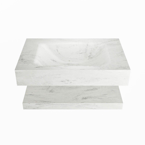 Mondiaz ALAN-DLUX Ensemble de meuble - 70cm - meuble Opalo mat - 0 tiroirs - Lavabo Cloud Opalo suspendu - vasque Centre - 1 trou de robinet SW809001