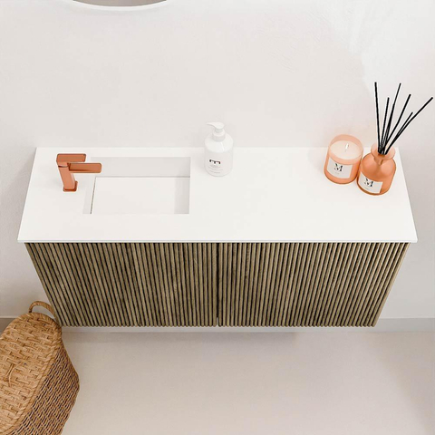 Mondiaz JOYA 80cm meuble de salle de bains - couleur Dusk - Vasque FAYE position Gauche 1 trou de robinet couleur Talc. SW1421614