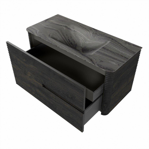 Mondiaz CIRO-DLUX Ensemble meuble de salle de bains - 100x45x50cm - Vasque solid surface Sombra - 1 lavabo au centre - 1 trou de robinet - 2 tiroirs - Shadow SW1532742