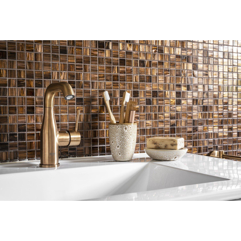 Grohe Essence New Wastafelkraan Opbouw - uitloop 11.4cm - M-size - hoge draaibare uitloop - waste - EcoJoy - brushed warm sunset (koper) SW97492