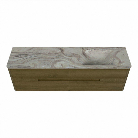 Mondiaz CIRO-DLUX Ensemble de meubles de salle de bains - 170x45x50cm - plan-vasque solid surface Glace - 1 vasque à droite - sans trous de robinetterie - 4 tiroirs - Dusk SW1532999