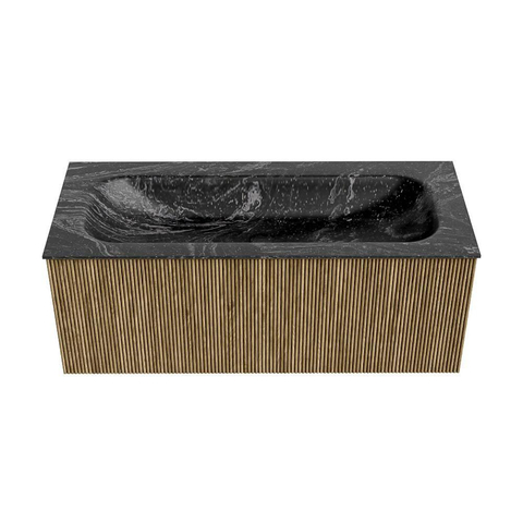 Mondiaz KURVE-DLUX Ensemble de meuble de salle de bains - 110x46x40cm - 1 tiroir - lavabo solid surface - central - 1 trou de robinet - Dusk SW1415272