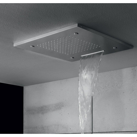 Hotbath Mate Inbouwhoofddouche vierkant - 50x50cm - met cascade en spray - geborsteld nikkel (RVS) SW22818