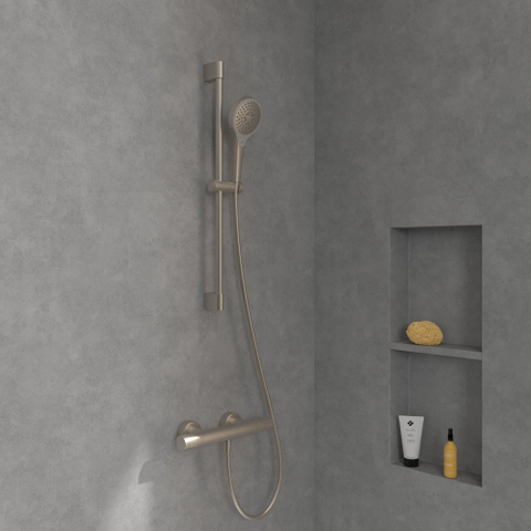 Villeroy & Boch Verve Showers Glijstangset - met drie functies - voor wandmontage - Brushed Nickel (rvs) SW974376