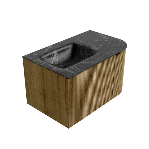 Mondiaz KURVE-DLUX Badkamermeubelset - 75x46x40cm - 1 lade - 1 deur - wastafel solid surface - links - zonder kraangat - Dusk SW1415223