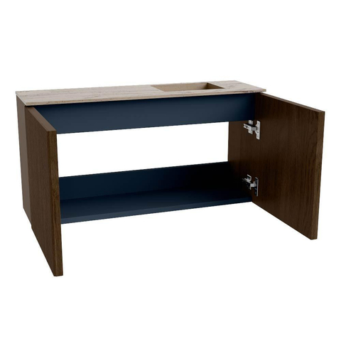 Mondiaz JOYA-DLUX 80cm meuble de salle de bains - couleur Walnut - Vasque FAYE position Droite 1 trou de robinet couleur Arena. SW1424334