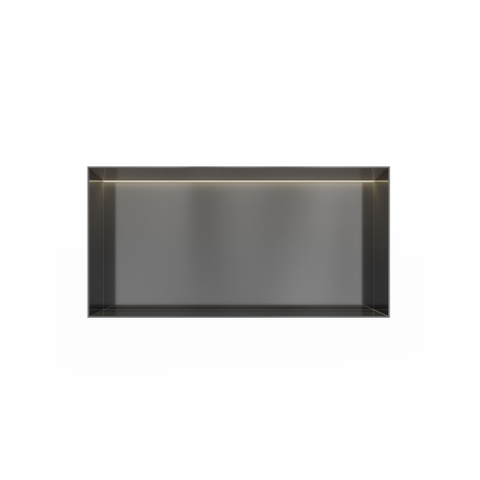Hotbath &MORE Inbouwbox of inbouwnis - 30x60x10 - frameless + LED - PVD - geborsteld gunmetal (antraciet) SW1246594