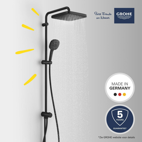 Grohe Vitalio Comfort 250 QuickFix Regendoucheset - 25cm - hoofddouche - vierkante handdouche - 2 straalsoorten - matte black (mat zwart) SW1126945