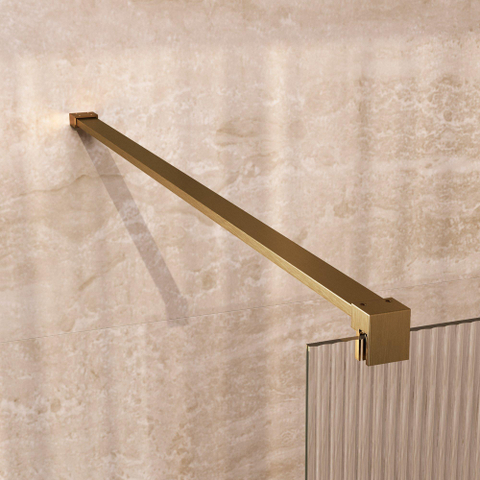 BRAUER Oblivion Paroi de douche à l'italienne - 90x200cm - verre cannelé transparent - revêtement de verre - PVD - Or brossé SW1476057