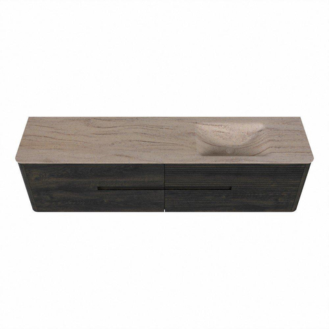 Mondiaz CIRO-DLUX Ensemble de meubles de salle de bains - 190x45x50cm - lavabo en solid surface Saba - 1 vasque à droite - sans trous de robinet - 4 tiroirs - Shadow SW1532743