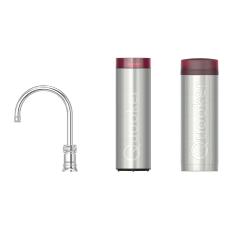 Quooker Classic Nordic Round kokendwaterkraan - draaibare uitloop - PRO3 incl. Cube reservoir - Warm / kokend / bruisend / gefilterd water - Chroom SW299707