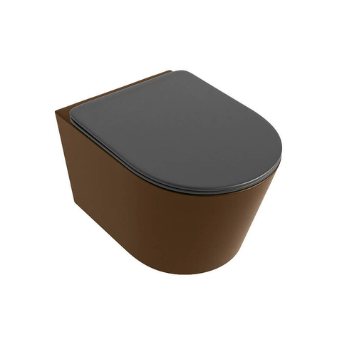 Mondiaz LAVIE hangtoilet – spoelrandloos – 36 x 53 cm – met softclose zitting – Rust (bruin), zitting Dark grey (grijs) SW1208606