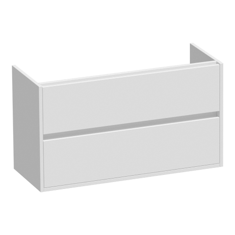 BRAUER Adore meuble sous-lavabo peu profond - 100x39x55cm - 2 tiroirs à fermeture en douceur - sans poignées - 1 découpe pour siphon - blanc mat SW1198441