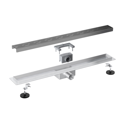Fortifura Galeria douchegoot - 60cm - met rooster - met vloerflens - PVD - geborsteld gunmetal (antraciet) SW767434